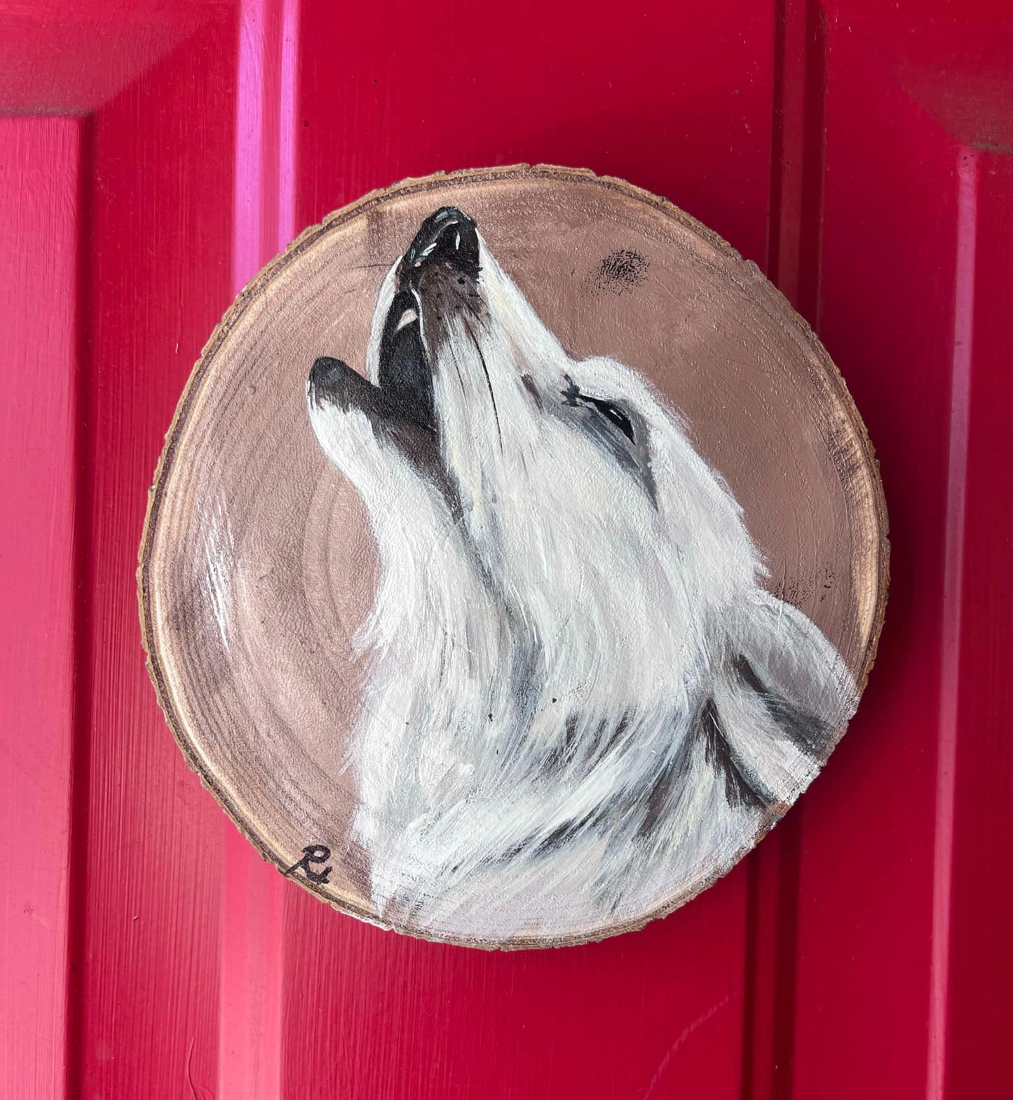Howling Wolf: Acrylic on Wood