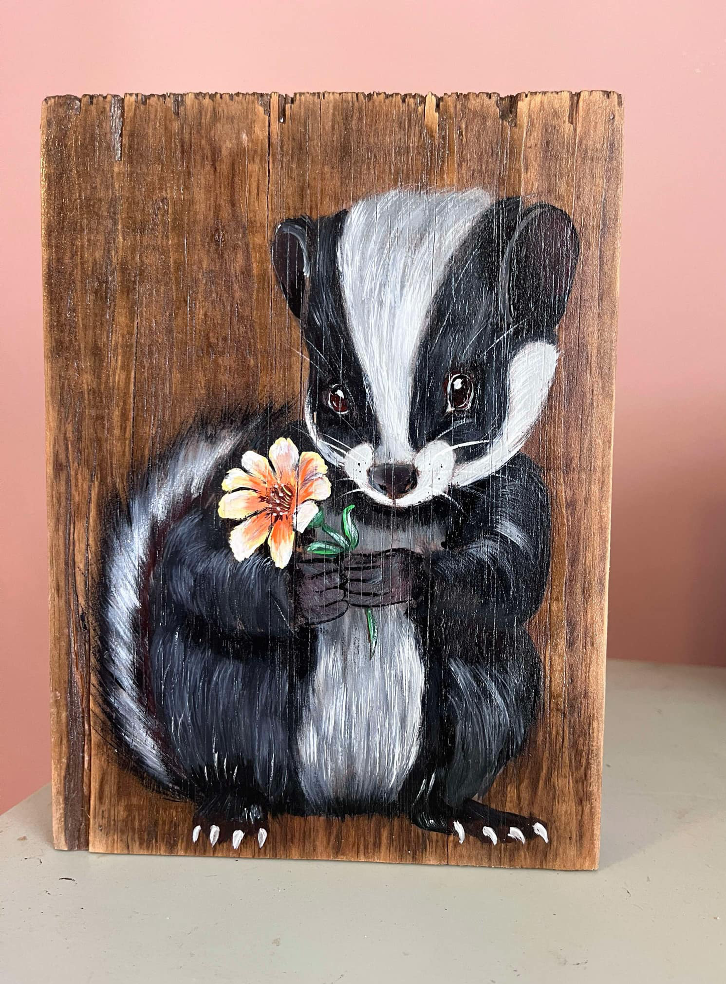 Skunk: Acrylic on Wood
