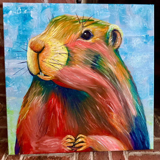 Groundhog: Oil on Canvas Painting